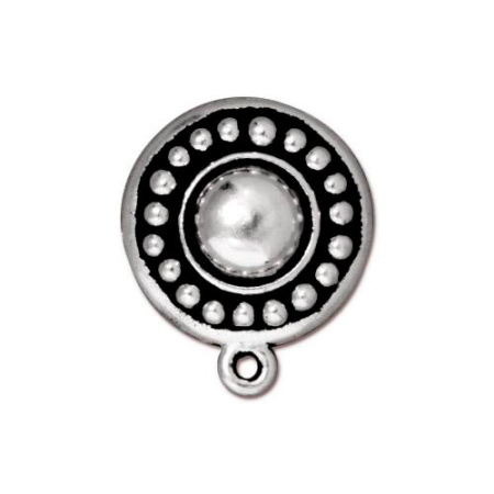 Основы под клипсы, 20х16мм, TierraCast, Узорный диск с петелькой, базовый материал - сталь, посеребренные с чернением, пара