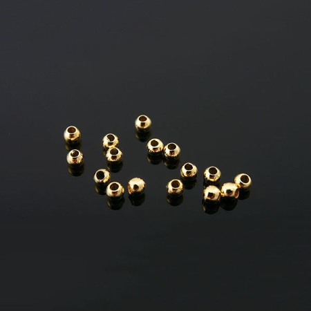 Бусина металлическая, 2мм, Корея, гладкая, базовый материал - латунь, позолоченная, около 0.5 грамм