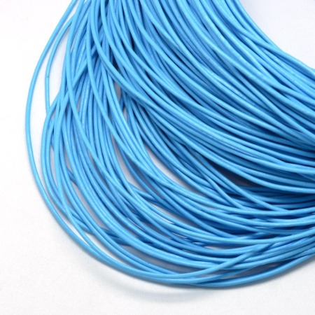 Шнур кожаный, около 2мм, голубой, 2 метра