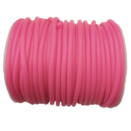 Шнур резиновый полый, около 3мм, неоновый ярко-розовый, 5 метров