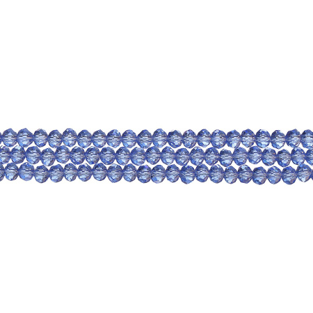 Бусины стеклянные, 4х3.5мм, граненые, рондели, сине-голубые, 135 шт., низка