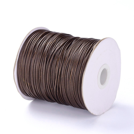 Шнур синтетический вощеный, полиэстеровый, около 1.5мм, темный бежево-коричневый, 10 метров