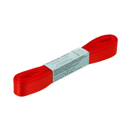 Лента атласная, Gaммa, 12мм, красная №026, моток, 5 метров Лента атласная, Gaммa, 12мм, красная №026, моток, 5 метров