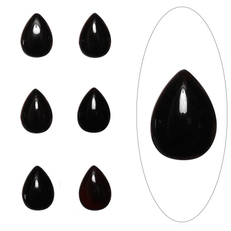Кабошон каменный, 14х10мм, в форме капли, агат черный, 1 шт.