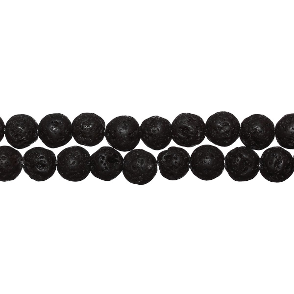 <p>Круглые пористые каменные бусины из натуральной вулканической лавы (вулканического туфа), тонированной в черный цвет. Диаметр отверстия около 1 мм. Могут немного отличаться по форме и размеру. Оттенок может отличаться от фотографии и в разных поставках. Цена за низку длиной примерно 38 см, около 45 бусин (низки формируются без проверки каждой бусины на дефекты).</p>