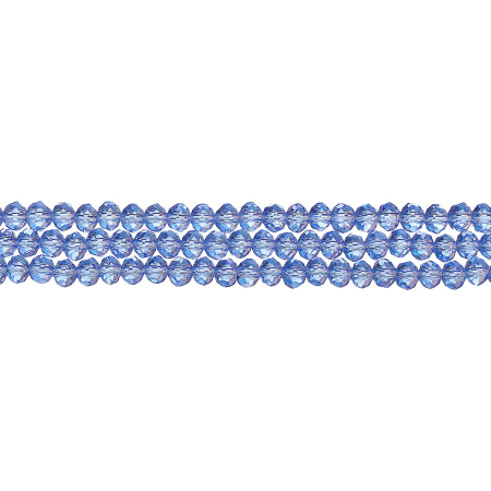 Бусины стеклянные, 3х2-3.5х2.5мм, граненые, рондели, голубые, 155 шт., низка