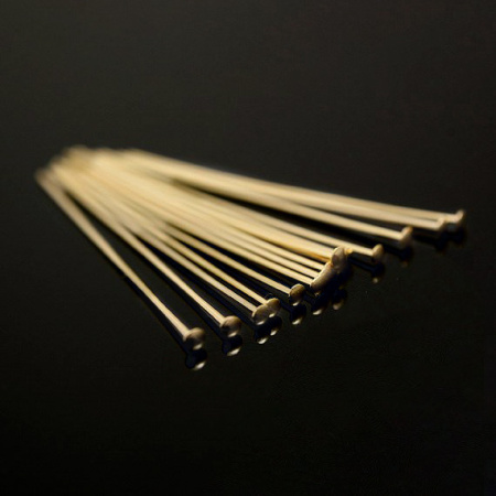 Пины со шляпкой, 30х0.511мм, Корея, базовый материал - латунь, позолоченные, 2 грамма