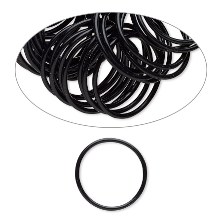 Колечко силиконовое, 25х1.5мм, черное, базовый материал - силикон, без покрытия, 5 шт.