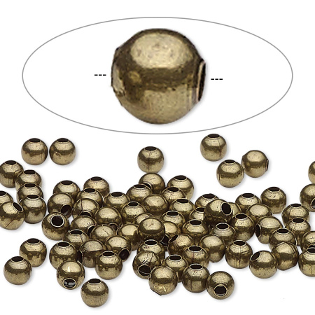 <p>Бусина-разделитель из стали, бронзовое покрытие. Диаметр 4 мм. Диаметр отверстия - около 1.3 мм. Оттенок может отличаться от фотографии и в разных поставках. Цена за 50 шт.</p>
