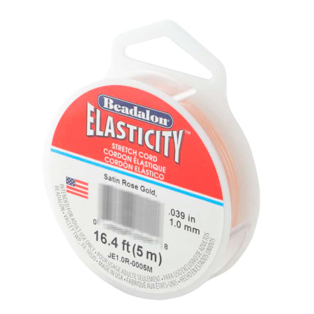 Нить - резинка для браслетов Beadalon Elasticity, 1мм, персиково-розовая, катушка, 5 метров