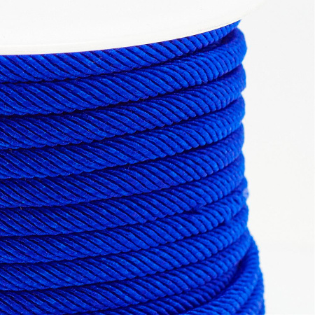 Шнур синтетический витой с сердечником, нейлоновый, около 4-5мм, ярко-синий, 1 метр