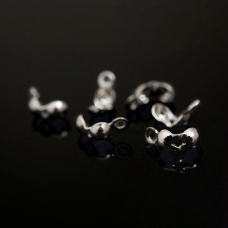 Концевики, 6.5х3мм, Корея, каллоты, диски, базовый материал - латунь, под родий, пара