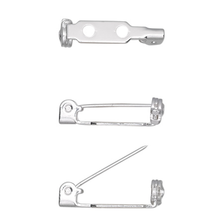 Основа для броши, 19мм, с фиксатором, базовый материал - сталь, посеребренная, 2 шт.