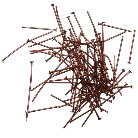 Пины со шляпкой, 16-50х0.7мм, базовый материал - железо, медные, 10 грамм