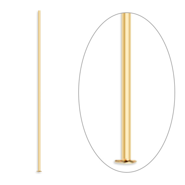 <p>Очень тонкие качественные позолоченные пины со шляпкой. Используются для создания изделий из натурального жемчуга и камней, а также других украшений. Оттенок может отличаться от фотографии и в разных поставках. Длина 3,8 см, диаметр пина  0,511 мм. Шляпки пинов могут незначительно отличаться по размеру. Цена за 40 шт.</p>