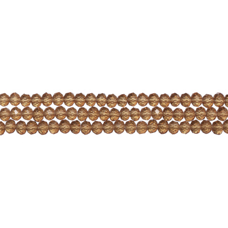 Бусины стеклянные, 3х2мм, граненые, рондели, песочно-коричневые, 180 шт., низка