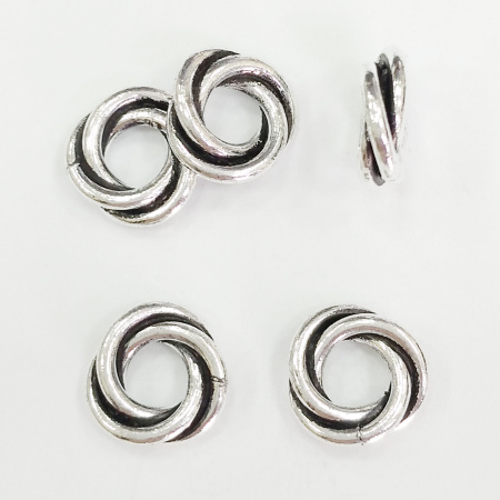 Бусина металлическая, 9х3мм, Индия, рондель узкая, витая, базовый материал - латунь, посеребренная с чернением, 10 шт. Бусина металлическая, 9х3мм, Индия, рондель узкая, витая, базовый материал - латунь, посеребренная с чернением, 10 шт.