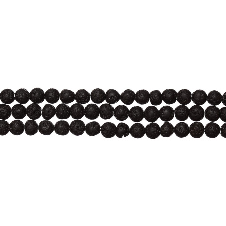 <p>Круглые каменные бусины из натуральной вулканической лавы (вулканического туфа), тонированной в черный цвет. Оттенок может отличаться от фотографии и в разных поставках. Диаметр отверстия около 0.5 мм. Могут немного отличаться по форме и размеру. Цена за низку, около 84 бусин. Низки формируются без проверки каждой бусины на дефекты.</p>