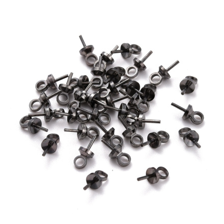 <p>Вклеивающийся штифт (держатель) чёрного цвета. Общая длина около 7 мм, внешний диаметр шляпки 3 мм, внешний диаметр петельки 2.5 мм, длина вклеиваемой части 2-3 мм, диаметр вклеиваемой части - около 0.7 мм. Отлично подходит для полупросверленных бусин, изделий из полимерной глины, керамики, дерева. Оттенок может отличаться от фотографии и в разных поставках. Цена за упаковку 2 грамма (около 30 штук, фасуются без проверки на дефекты).</p>