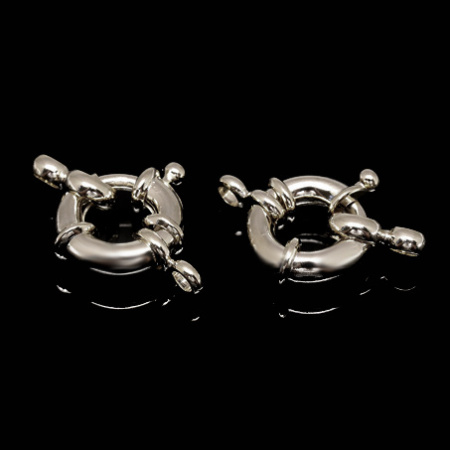 Застежка, 18х14мм, Корея, кольцо, с подвижной петелькой, с ответной частью, базовый материал - латунь, под родий, 1 шт.