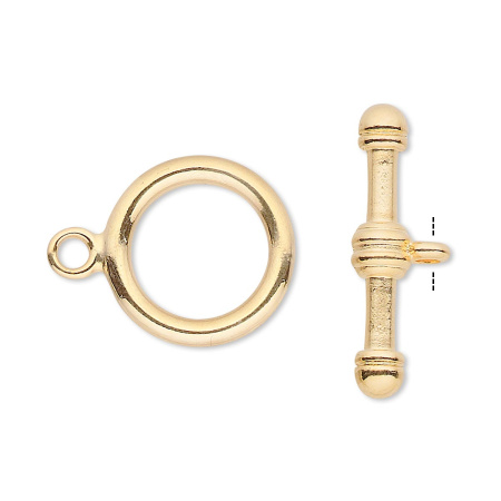 Застежка, 26х22мм, тогл, базовый материал - латунь, позолоченный, 1 шт.