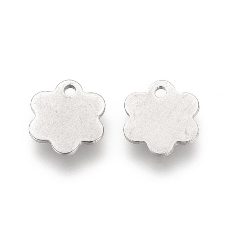 Подвеска, 9х8х0.7мм, цветочек, базовый материал - нержавеющая сталь, без покрытия, 1 шт.