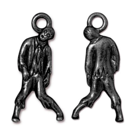 Подвеска, 26х13мм, TierraCast, зомби, базовый материал - оловянный сплав, вороненая сталь, 2 шт.