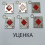 <p>Подвеска в форме карточного туза, масть бубны. Подвеска декорирована эмалью и прозрачным стразом. Карта односторонняя. Размер карты без петельки 18*15 мм. Цена за 1 шт.</p>