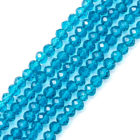 <p>Бюджетные миниатюрные стеклянные граненые бусины - рондели (абакусы) зеленовато-голубого цвета. Бусины могут немного отличаться по форме и размеру. Оттенок может отличаться от фотографии и в разных поставках. Цена за низку около 155-185 бусин.</p>