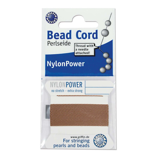 Нить нейлоновая, Griffin Nylon Power No.8 (0.8мм), темно-бежевая, с иглой, моток, 2 метра <p>
Толстая и прочная нить Nylon Power из высококачественного нейлона, очень крепкая, не растягивается. Произведена компанией Griffin (Германия). К нити прикреплена проволочная иголочка. Идеально подходит для использования с жемчугом и натуральными камнями. Толщина около 0,8 мм. Оттенок может отличаться от фотографии и в разных поставках. Намотка может состоять из нескольких частей. Цена за моток 2 метра.
</p>