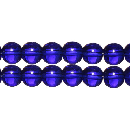 Бусины стеклянные, 12мм, темно-синие, 28 шт., низка