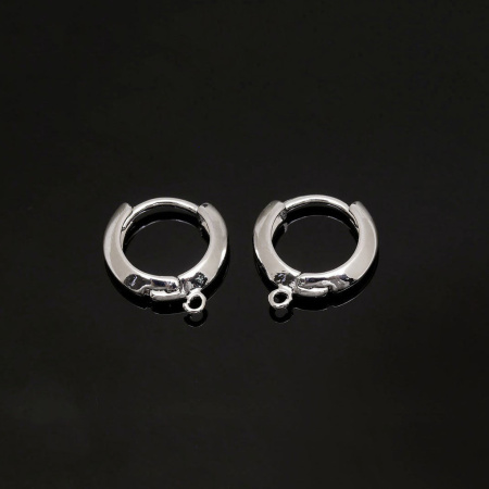 Швензы закрытые, 12х11х2.5мм, Корея, кольца с петелькой, с английским замком, лаконичные, базовый материал - латунь, родий, пара