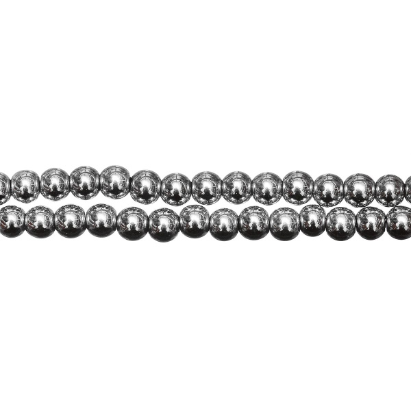 <p>Низка бусин из окрашенного (металлизированного) гематита, цвет темное серебро. Гематит создан искусственно, по составу аналогичен натуральному. Оттенок может отличаться от фотографии и в разных поставках. Бусины могут немного отличаться по форме и размеру. Длина низки примерно 37 см, в низке около 53 бусин. Низки формируются без проверки на дефекты каждой бусины. Цена за низку.</p><p>ВНИМАНИЕ: на покрытии возможны небольшие царапинки, потертости, вмятинки.</p>