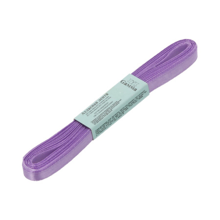 Лента атласная, Gaммa, 6мм, темно-сиреневая №034, моток, 5 метров Лента атласная, Gaммa, 6мм, темно-сиреневая №034, моток, 5 метров