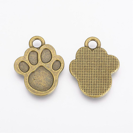 Подвеска, 22.5х18мм, отпечаток лапы, базовый материал - цинковый сплав, бронзовый, 1 шт.
