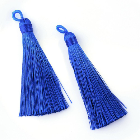 Кисточка декоративная, 75-85х9мм, полиэстер, синяя, 2 шт.