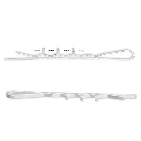 Основа для заколки-невидимки, 55мм, с тремя петельками, базовый материал - сталь, посеребренная, 1 шт.