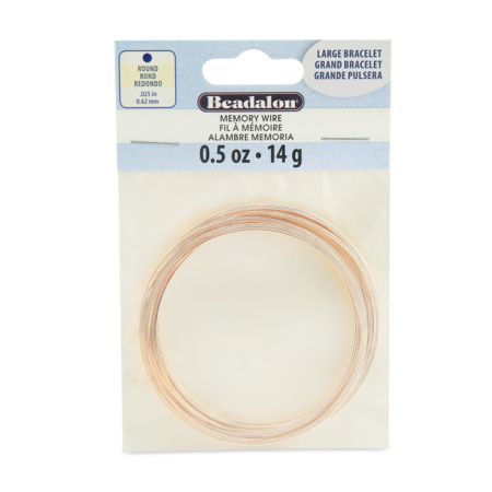 Проволока с памятью, 55-57х0.655мм, Beadalon, для браслета, цвет розовое золото, 14 грамм (ок.30 витков)