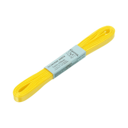 Лента атласная, Gaммa, 6мм, желтая №015, моток, 5 метров Лента атласная, Gaммa, 6мм, желтая №015, моток, 5 метров