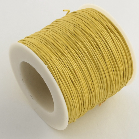 Шнур хлопковый вощеный, около 1мм, желтый, 70 метров, катушка