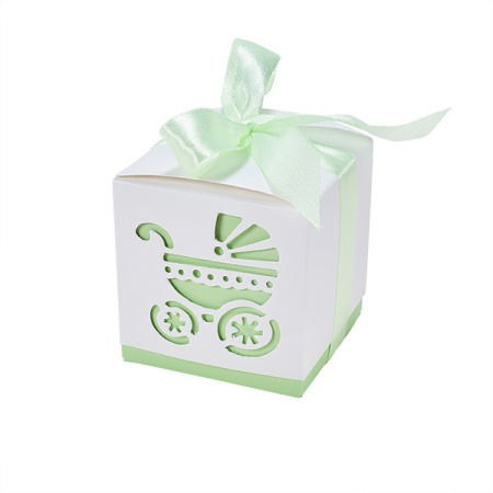 Подарочная коробочка, 6х6х6см, Коляска, мятного цвета, 5 шт.