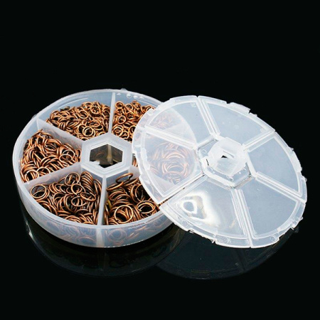 Соединительное колечко, 4-10мм, базовый материал - железо, медь, набор в коробочке