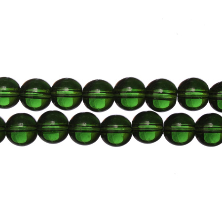 Бусины стеклянные, 10мм, зеленые, 30 шт., низка