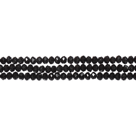 Бусины стеклянные, 4х3.5мм, граненые, рондели, черные, 140 шт., низка
