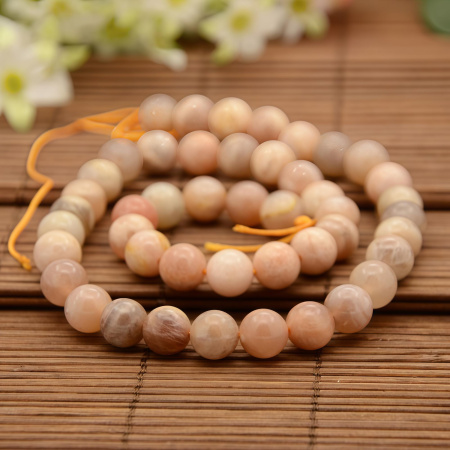 Бусины каменные, гелиолит (солнечный камень), 8мм, 23 шт., низка