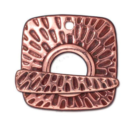 Застежка, 22мм, TierraCast, тогл, квадрат с лучами, базовый материал - оловянный сплав, медный, 1 шт.