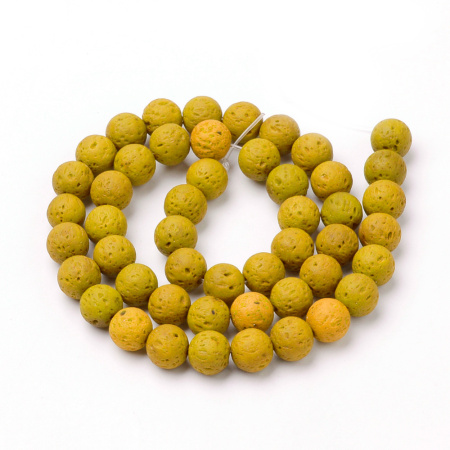Бусины каменные, вулканическая лава, жёлтая, 8мм, 47 шт., низка