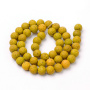 <p>Бусины из натуральной вулканической лавы (вулканического туфа), тонированной в желтый цвет. Оттенок может отличаться от фотографии. Бусины матовые. Могут немного отличаться по форме и размеру. Цена за низку, около 47 бусин. Бусины могут быть покрыты пылью от сверления, рекомендуется их протереть или промыть их перед использованием.</p>