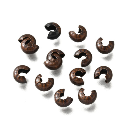 <p>Покрывные кримпы (маскировочные бусины, обжимные бусины) для маскировки узлов или обычных кримпов. После зажатия кримп превращается в бусину-рондель размером 4*3 мм. Медного цвета. Оттенок может отличаться от фотографии и в разных поставках. Цена за 2 грамма (около 21 шт., фасуются без проверки на дефекты).</p>