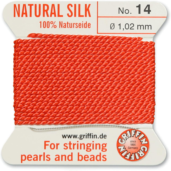 <p>Очень толстая и прочная нить из высококачественного натурального 100% шелка, произведена компанией Griffin (Германия). К нити прикреплена проволочная иголочка. Идеально подходит для использования с жемчугом и натуральными камнями. Толщина около 1,02 мм. Цена за моток 2 метра.</p>